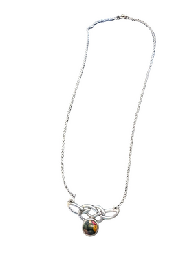 Sterling Silver Heathergems Celtic Knot Necklace with Multicolor Pendant